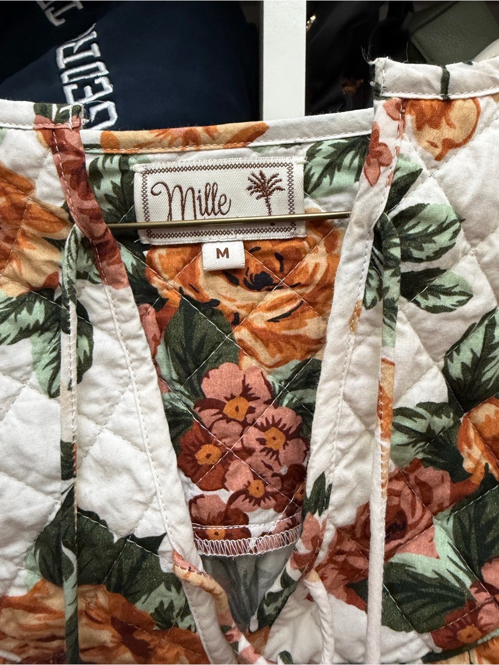 MILLE Floral Tassel Peasant Blouse - White with Orange Floral - Picture 2 of 5